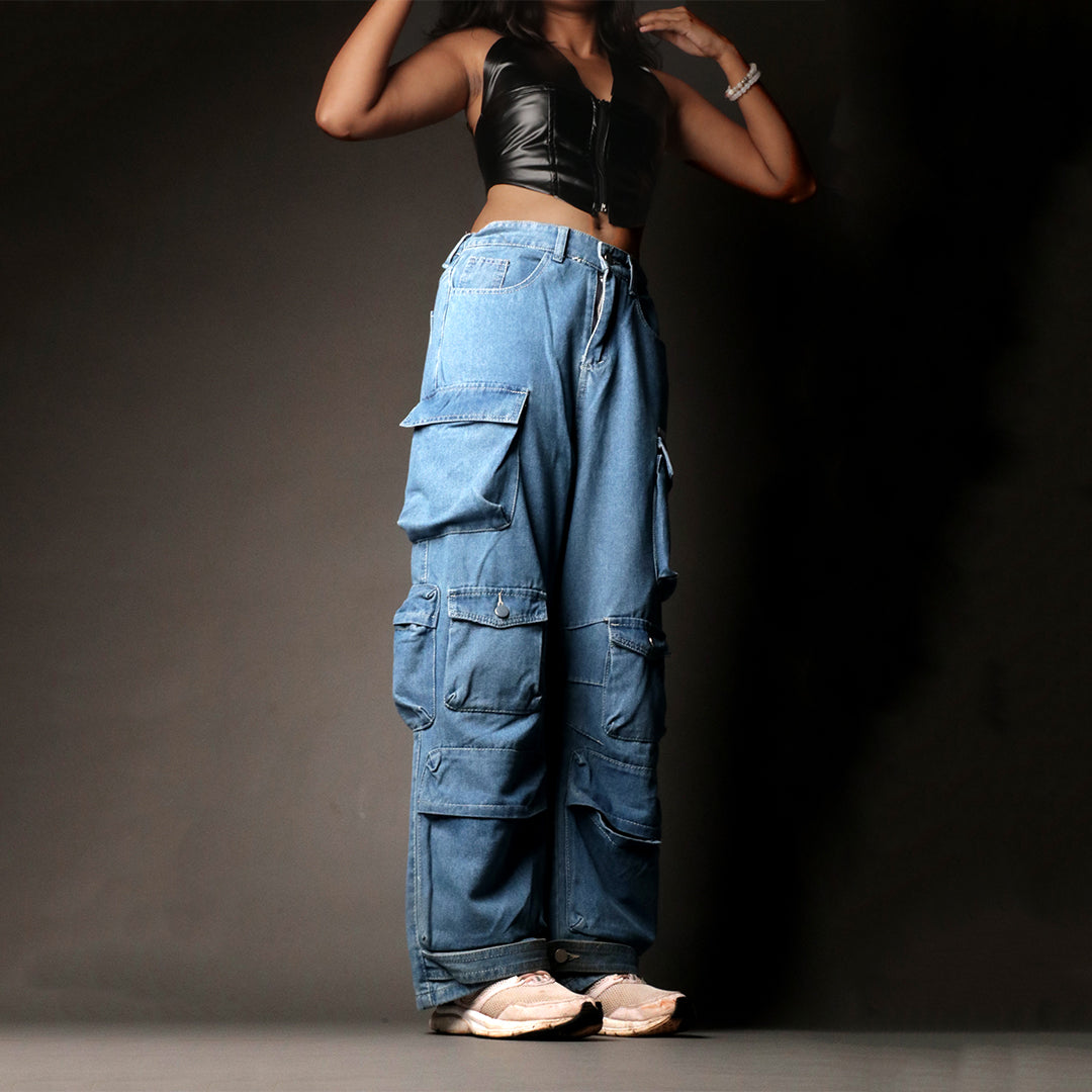 Poketto denim cargo pants (women's)