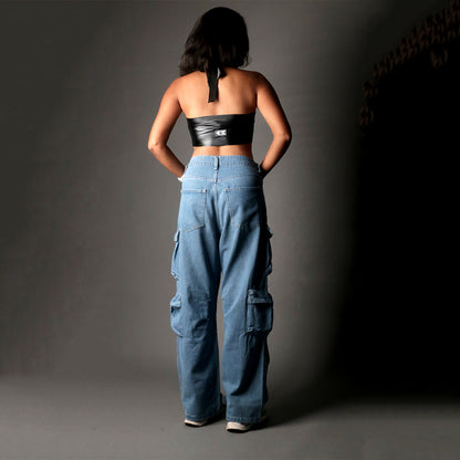 Poketto denim cargo pants (women's)