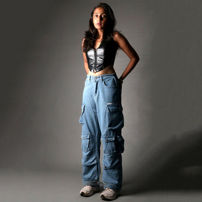 Poketto denim cargo pants (women's)