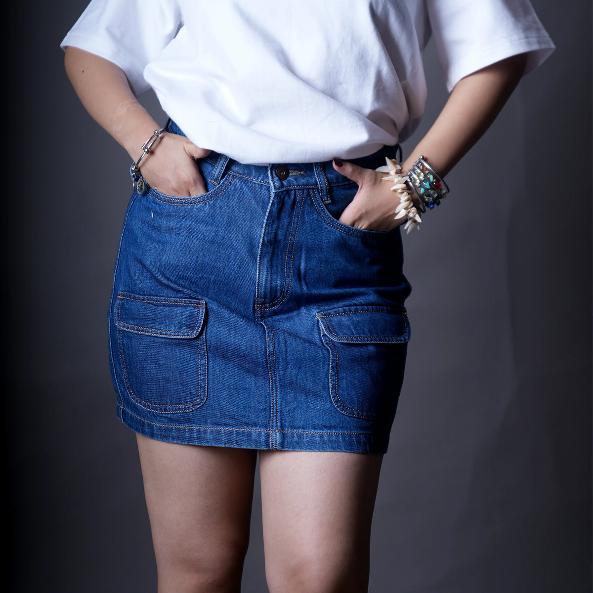 Sei Denim Cargo Skirt